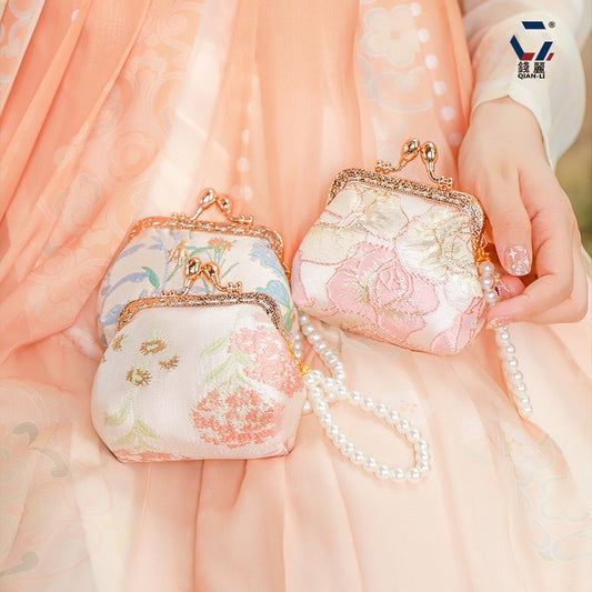 Intangible Cultural Heritage Handmade Brocade Pearl Handbag Coin Purse