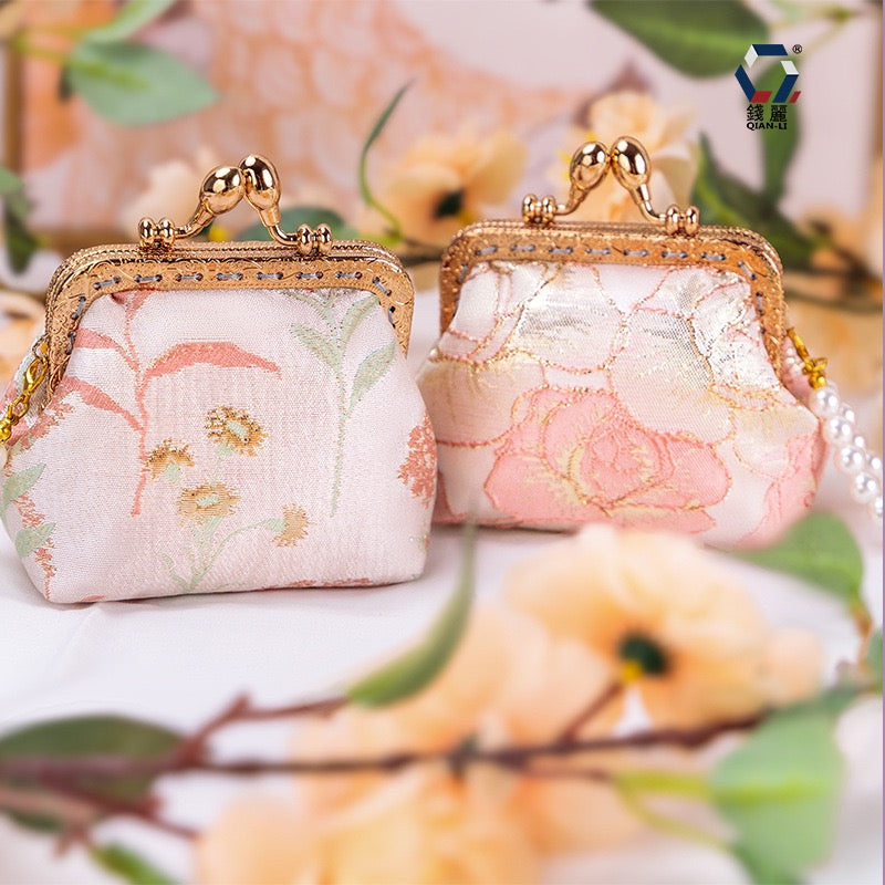 Intangible Cultural Heritage Handmade Brocade Pearl Handbag Coin Purse