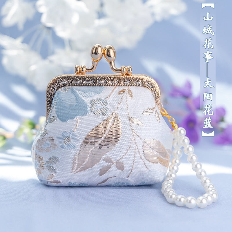 Intangible Cultural Heritage Handmade Brocade Pearl Handbag Coin Purse