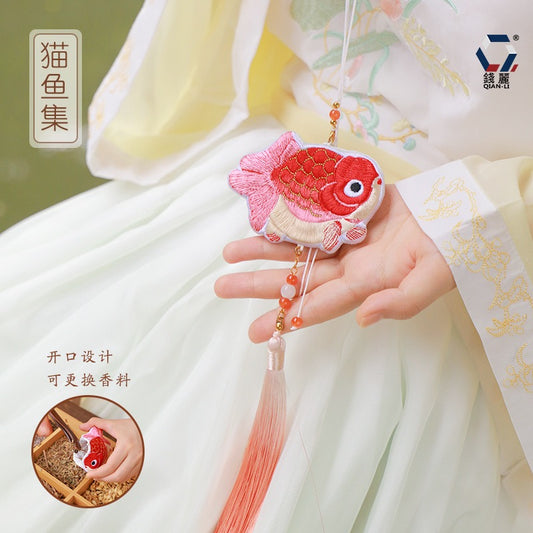 Intangible Cultural Heritage Handmade Goldfish Scented Bag Pendant