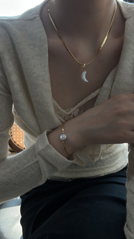 Sun, Moon and Star Baroque Pearl Necklace