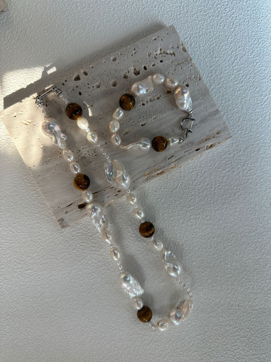 Amber Large Baroque Pearl Necklace