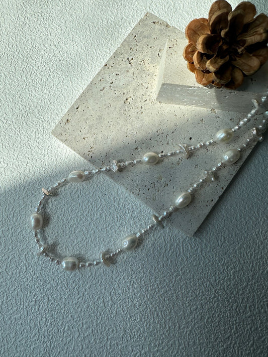 Star-shaped natural baroque pearl necklace