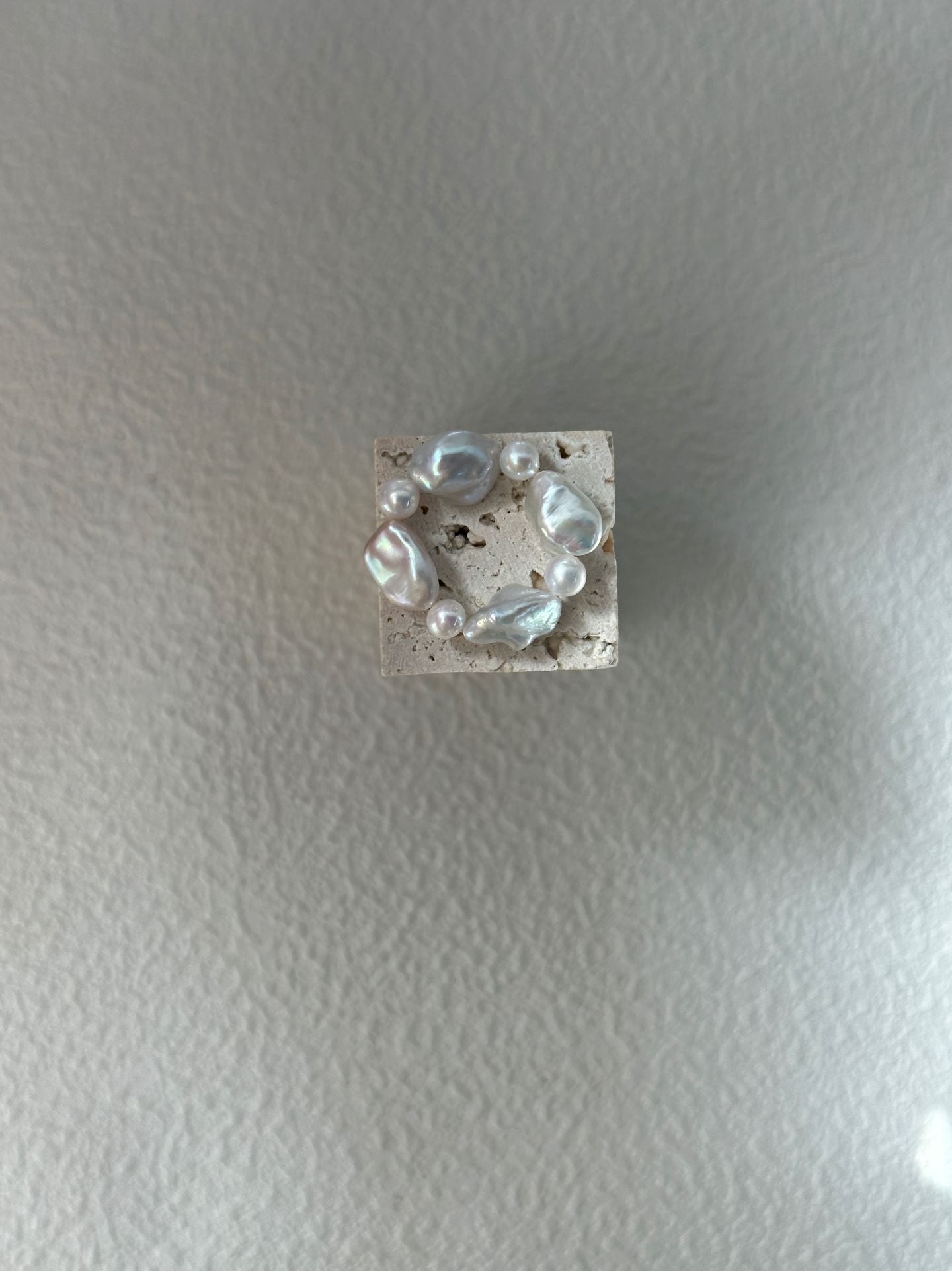 Pure natural Baroque sun and moon shaped pearl ring, elastic