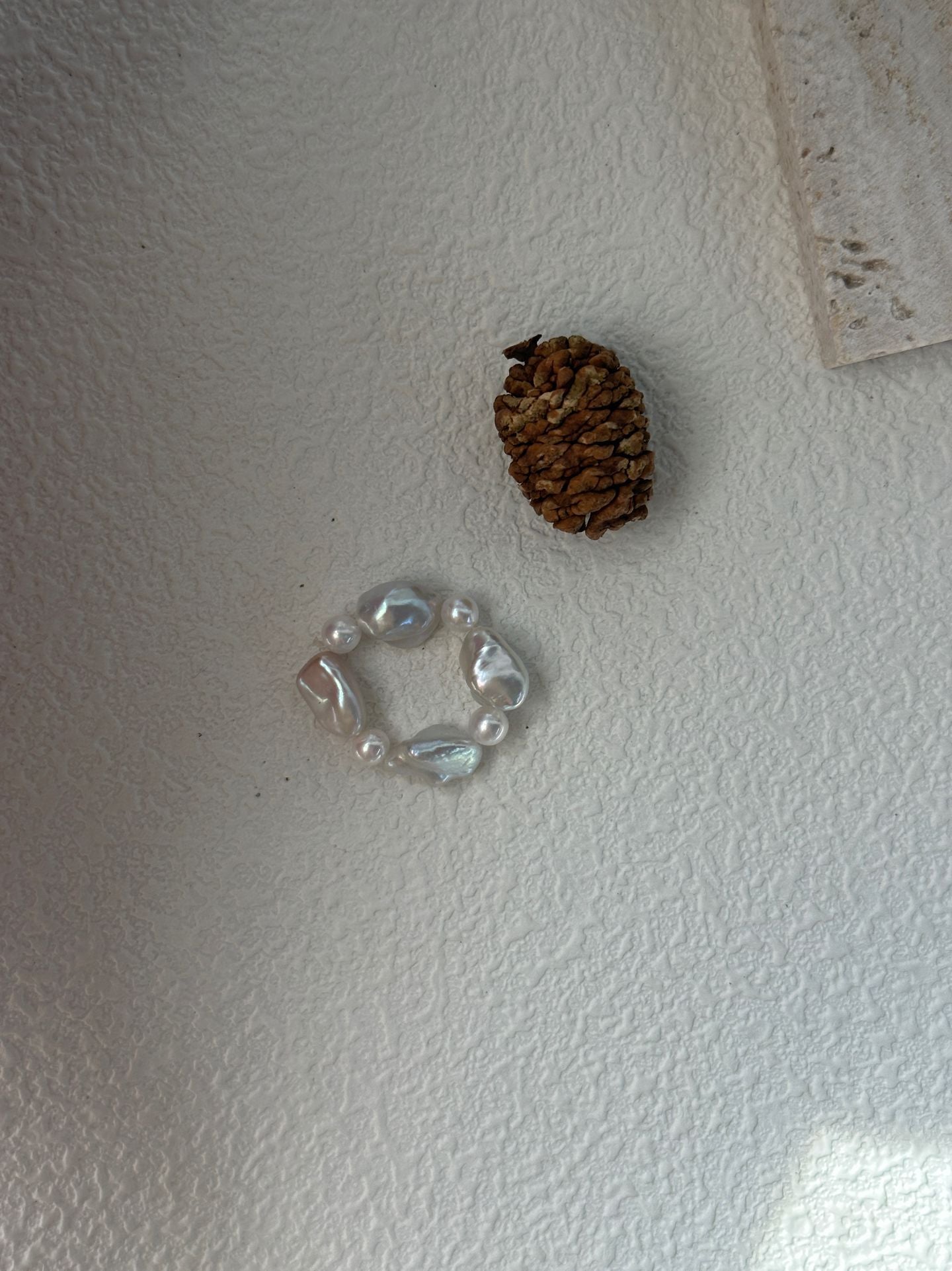 Pure natural Baroque sun and moon shaped pearl ring, elastic